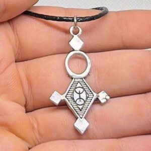 Tuareg Cross Pendant: Yaz Berber Sterling Silver African Tribal Desert Sahara Tribe Pendant Necklace