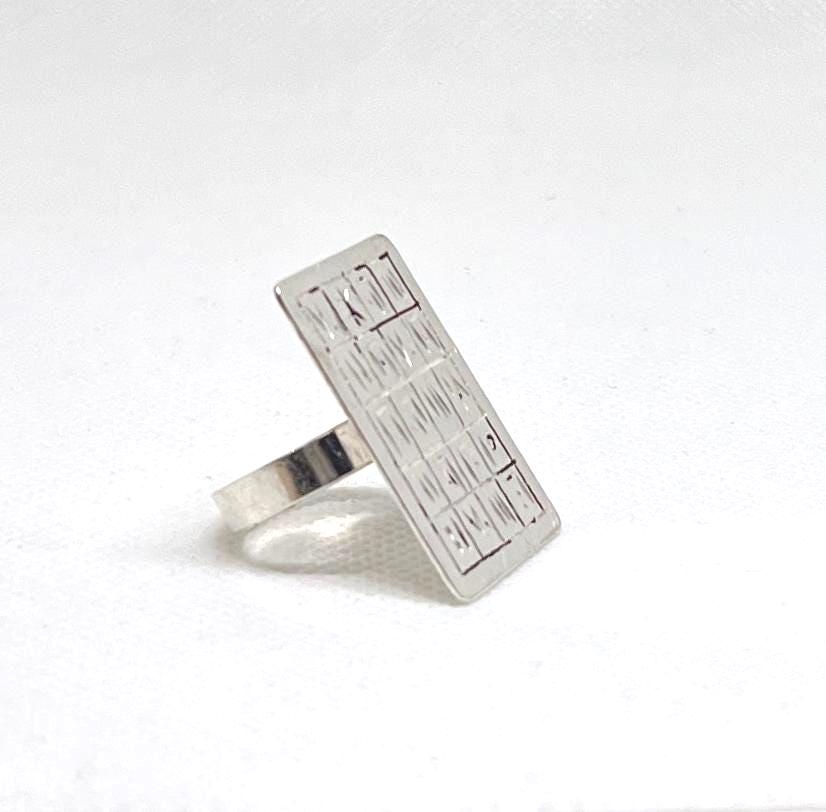 Talismanic Berber Tuareg Silver Ring: Magic Square Jewelry