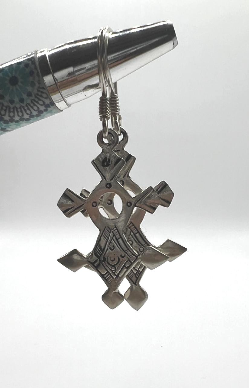 Tuareg Croix du Sud Sterling Silver Spiral Bohemian Cross Earrings: Berber Tribal Ethnic Jewelry