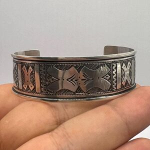 Sterling Silver Tuareg Cuff Bracelet: Hand-Engraved Berber Tribal Bangle, Boho Ethnic African Hammered Jewelry