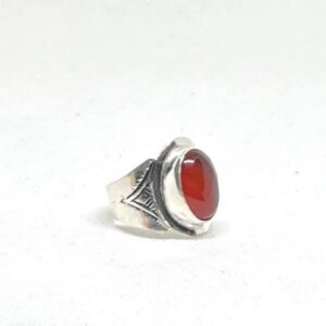 Tuareg Handmade Sterling Silver Carnelian Ring: Berber Tribal Jewelry, Size 7 US