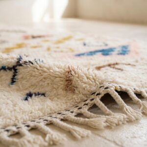 Handmade Berber Carpet Ivory & Multicolor