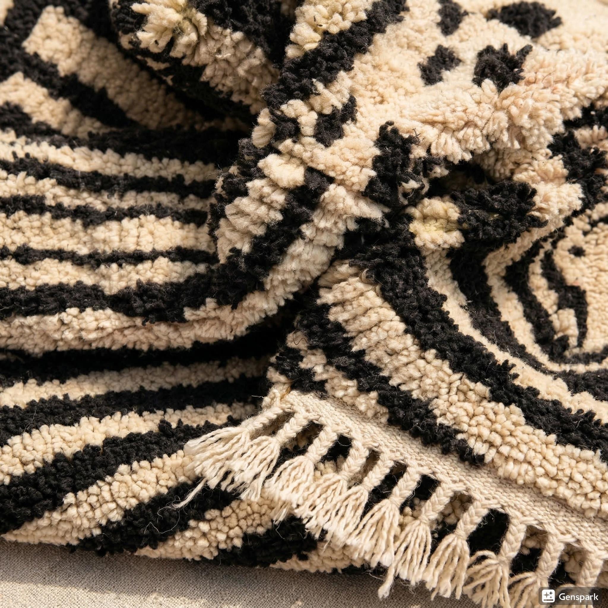 Mrirt Rug - Black White Striped Wool Rug - Handmade Abstract Rug - Bold Graphic Berber Carpet - Modern Area Rug - Multiple Sizes