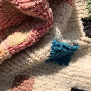 Boujaad Rug - Ivory Pink Abstract Wool Rug - Handmade Art Rug - Pastel Boho Area Rug - Colorful Berber Carpet - Multiple Sizes