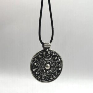 Berber Amulet Sterling Silver Pendant Necklace: Tuareg Cross Spiral Balls