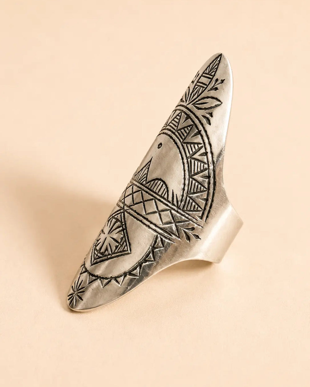 Amazigh Silver Ring – Tighri Geometric Shield Design