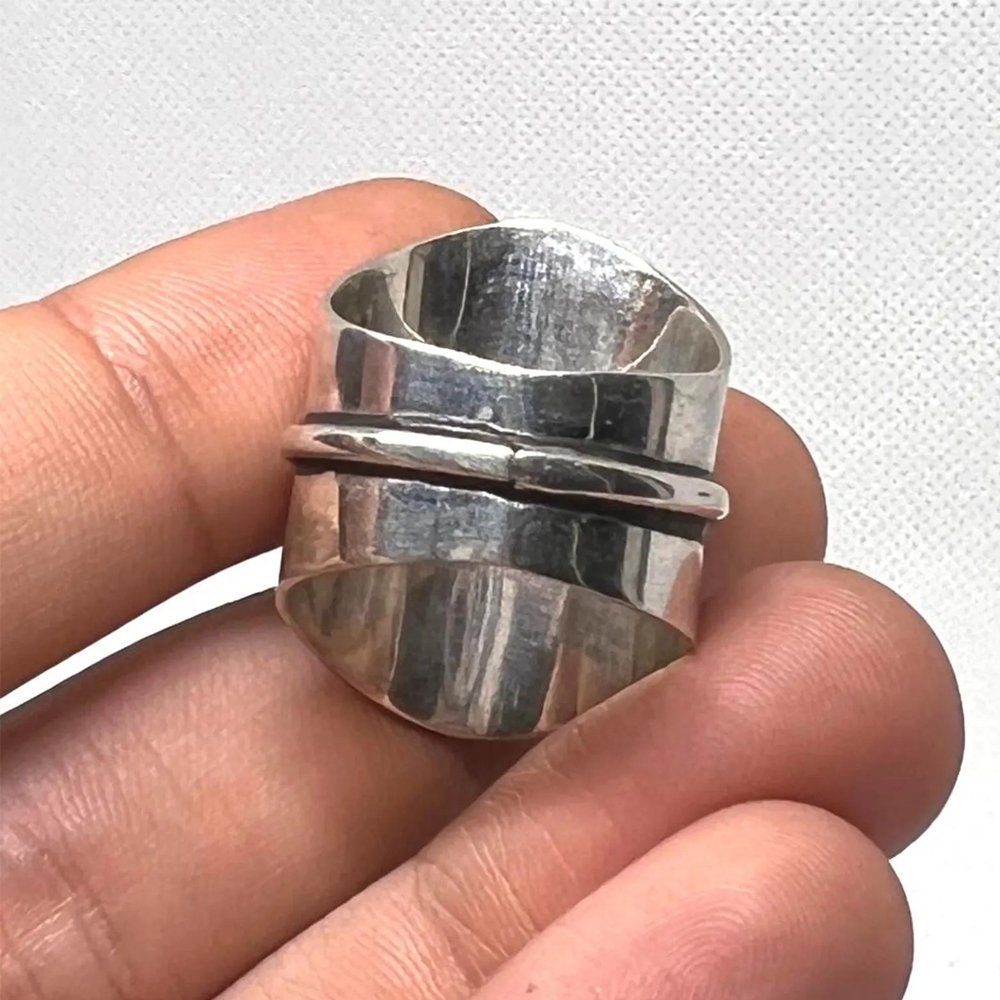 Handmade Sterling Silver Berber Amazigh Yaz Ring: Tribal Tuareg Jewelry, Size 56 EU