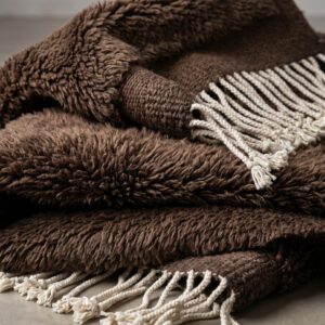 Mrirt Rug - Chocolate Brown Luxury Wool Rug - Handmade Tone-on-Tone Grid Rug - Ultra Plush Area Rug - Berber Carpet