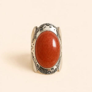 Amazigh Silver Ring – Tirgit Red Onyx Tribal Shield Design