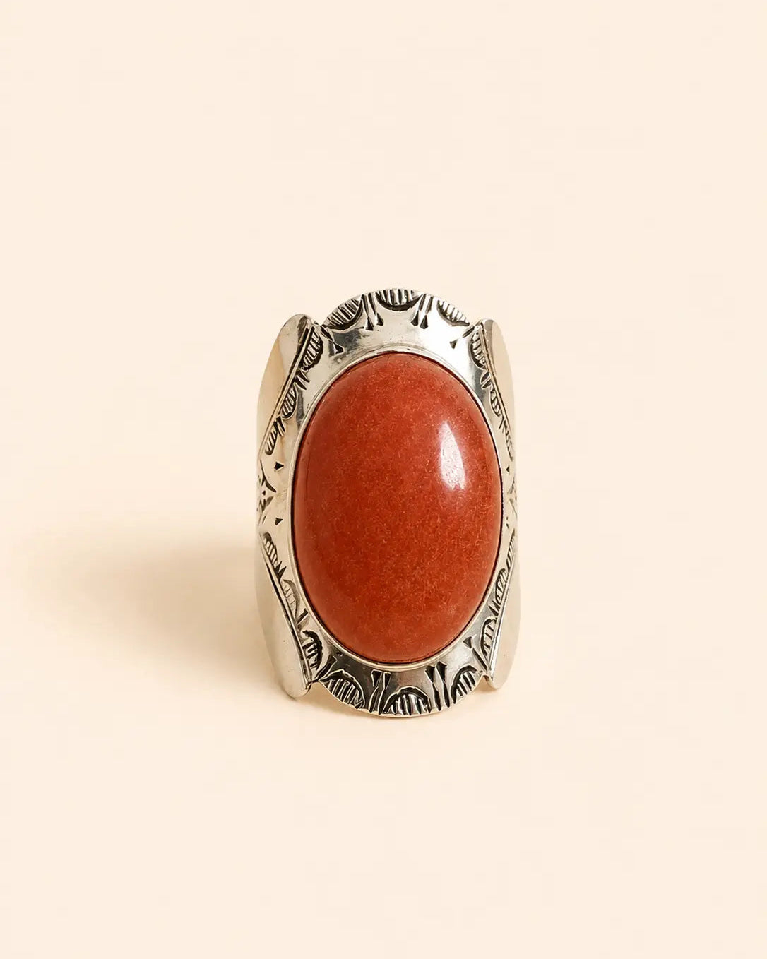 Amazigh Silver Ring – Tirgit Red Onyx Tribal Shield Design
