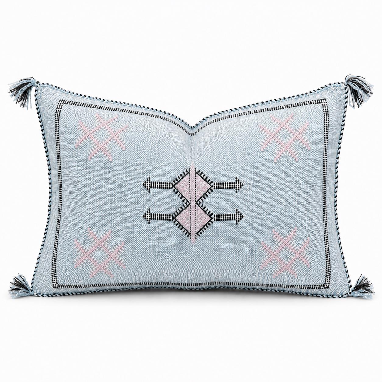Amazigh Cactus Silk Cover 12x20 Handmade Lumbar Pillow