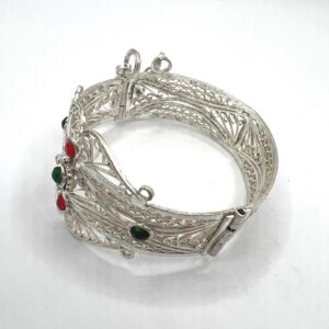 Vintage Handcrafted Berber Filigree Cuff Bracelet: Kabyle Plated Silver Jewelry