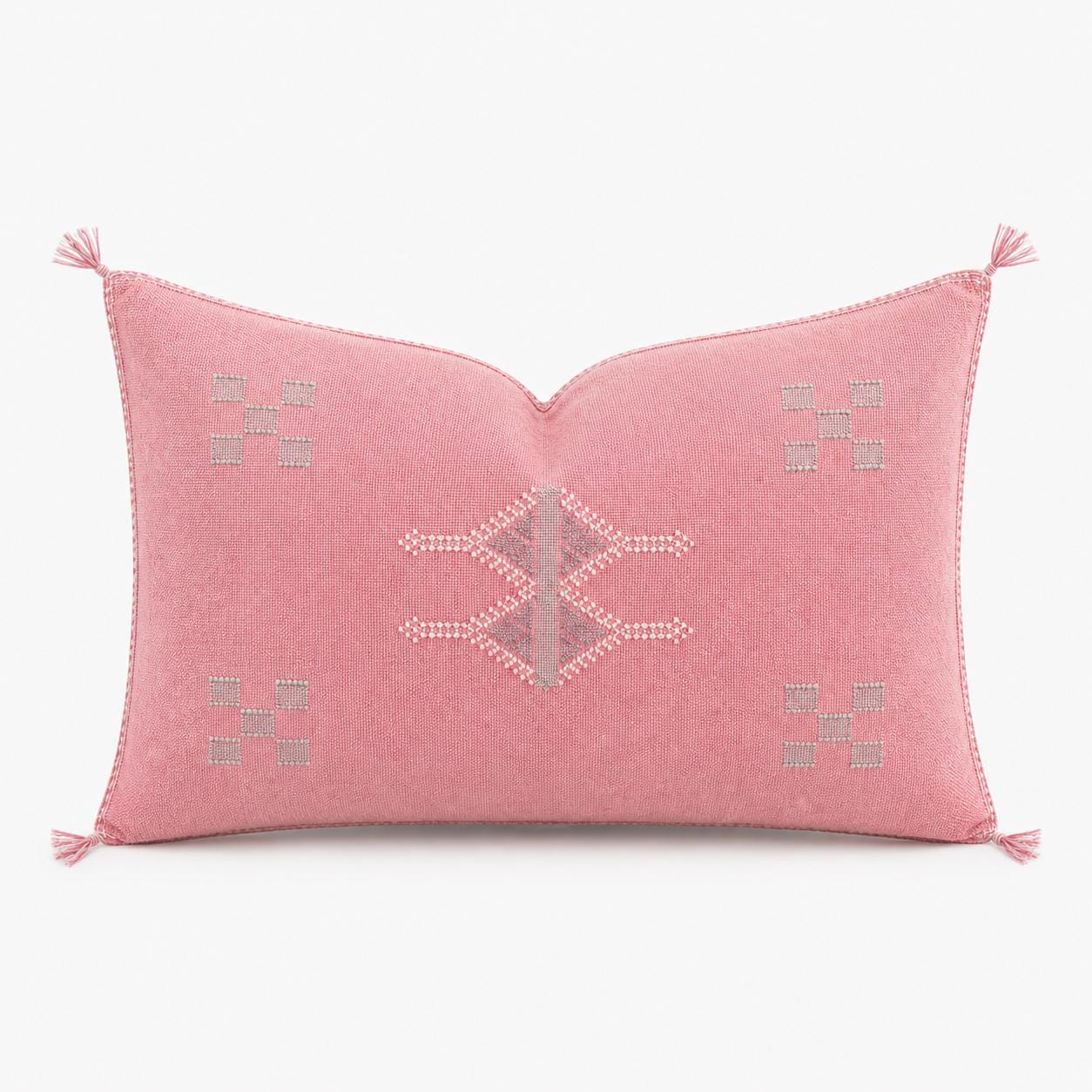 Amazigh Cactus Silk Cover 12x20 Handmade Lumbar Pillow