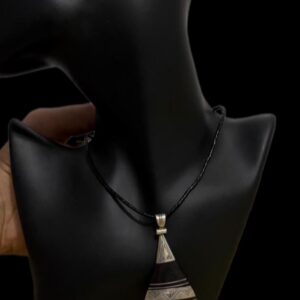 Antique Tuareg Ebony Pendant: Sterling Silver Inlay, African Amulet