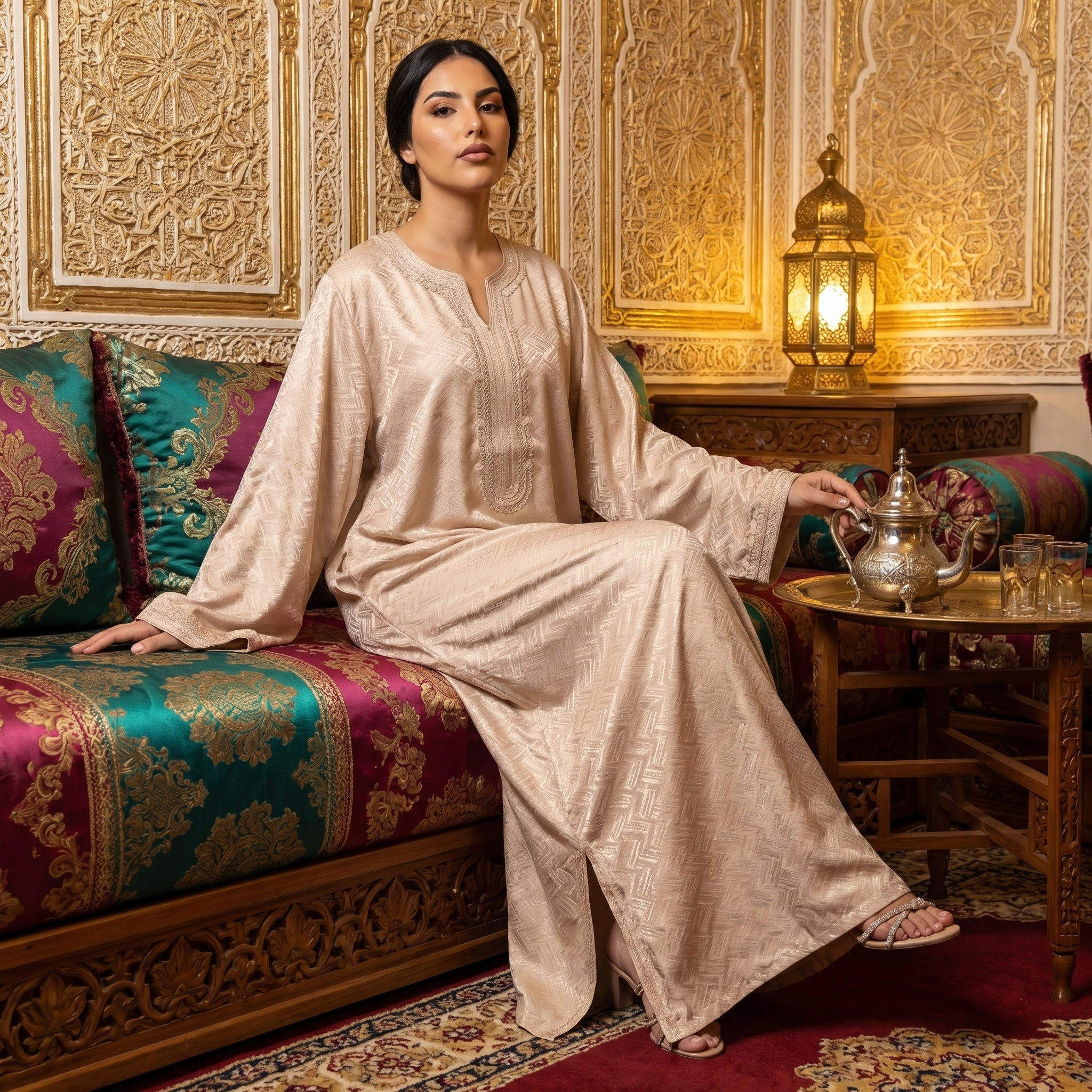 kamkha Kaftan - Beige Occasion Wear