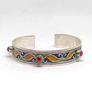 Berber Cuff: Handmade Sterling Silver Enamel Bracelet