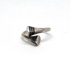 Handmade Tuareg Cross Sterling Silver Ring: Ebony Inlay, Adjustable Band
