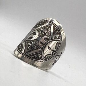 Sterling Silver Berber Amazigh Yaz Ring: Tribal Tuareg Boho Jewelry (Size 10 US)