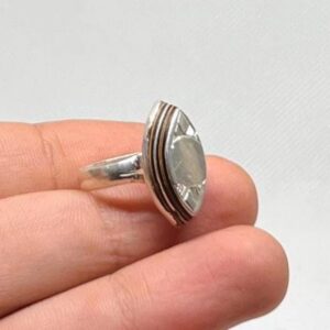 Handmade Amazigh Vintage Sterling Silver Tuareg Ring: Ebony Inlay, Size 7 US, 56 EU