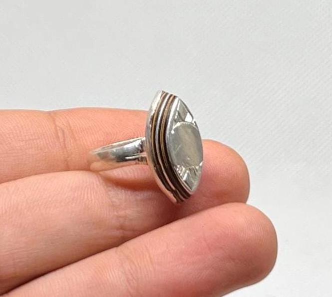 Handmade Amazigh Vintage Sterling Silver Tuareg Ring: Ebony Inlay, Size 7 US, 56 EU