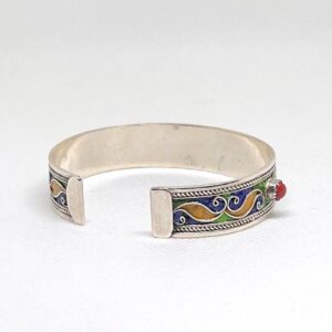Berber Cuff: Handmade Sterling Silver Enamel Bracelet