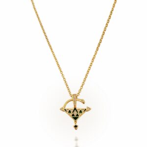 Amazigh 18K Gold Vermeil Tizerzit Pendant Green Necklace