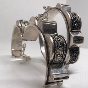 Berber Bracelet Pyramids Silver Cuff: Berber Bangle Handmade Ethnic African Engraved Tribal Jewelry