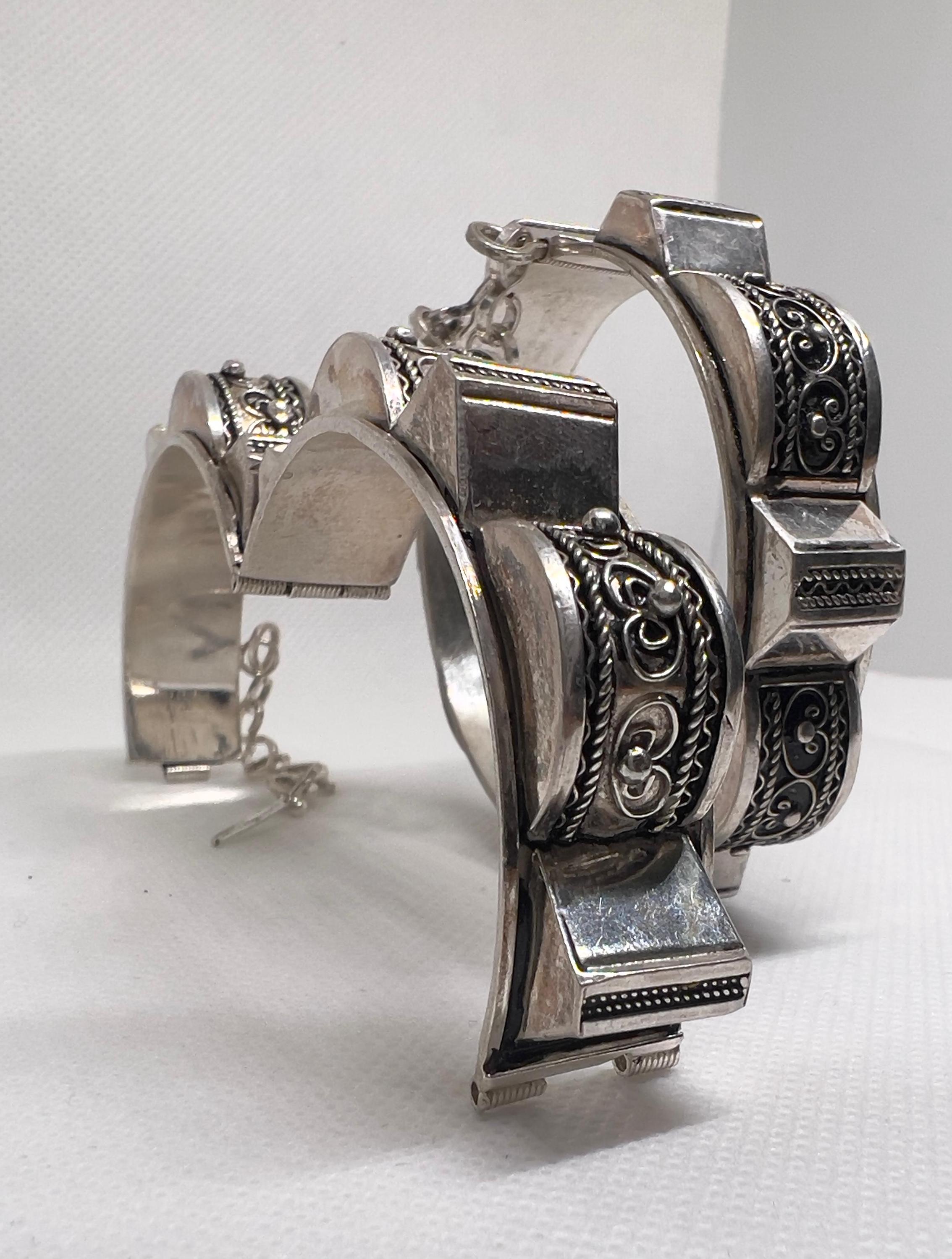 Berber Bracelet Pyramids Silver Cuff: Berber Bangle Handmade Ethnic African Engraved Tribal Jewelry