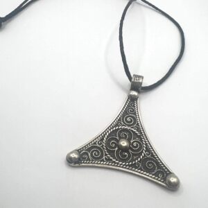 African Berber Amulet Sterling Silver Pendant Necklace: Tuareg Cross Spiral Boho Gypsy Boho