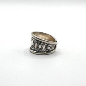 Sterling Silver Amazigh Ring - Hand-Engraved Berber Tribal Band (Size 7 US)