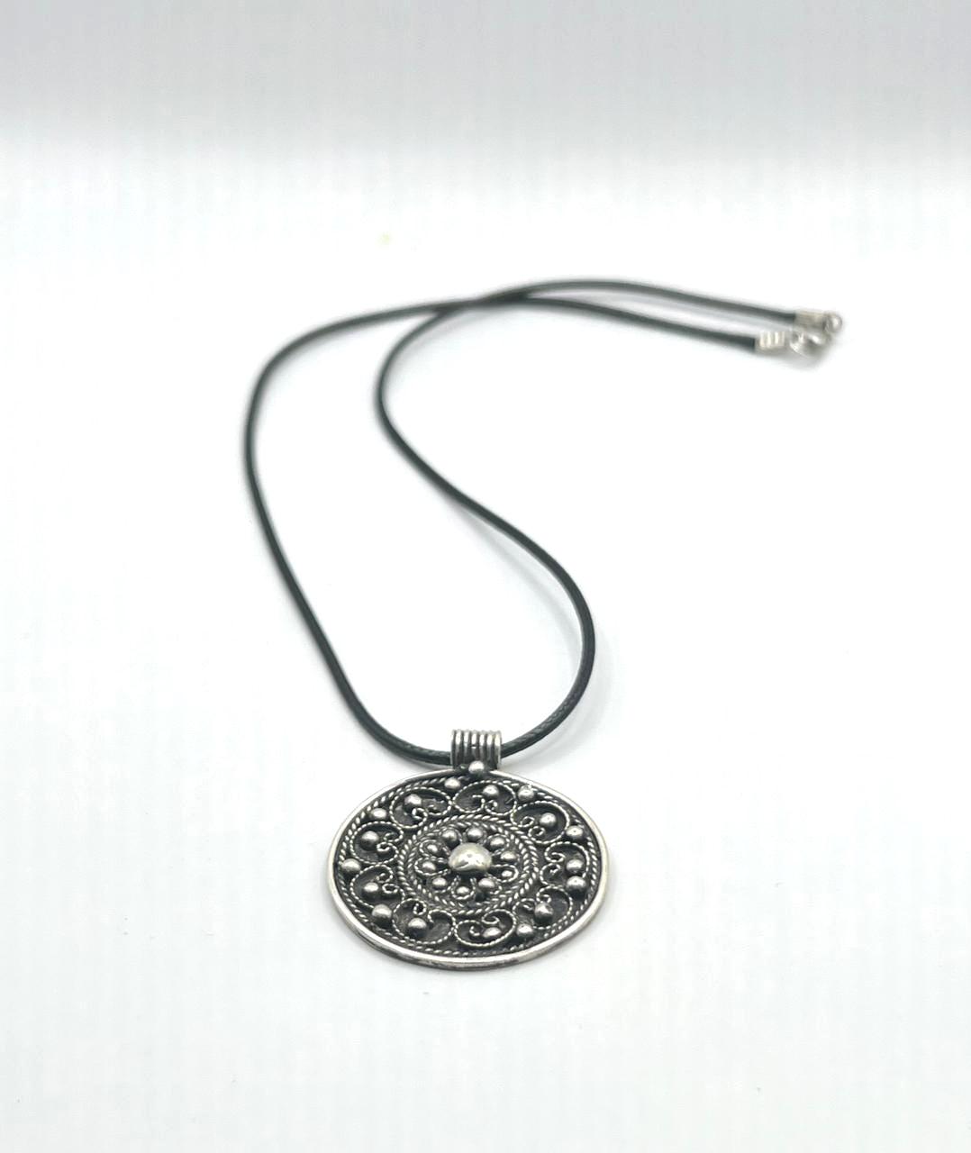 Berber Amulet Sterling Silver Pendant Necklace: Tuareg Cross Spiral Balls