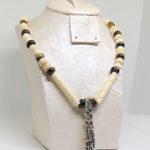 Antique African Bone Necklace: Wolf Fang Talisman, Tribal Jewelry