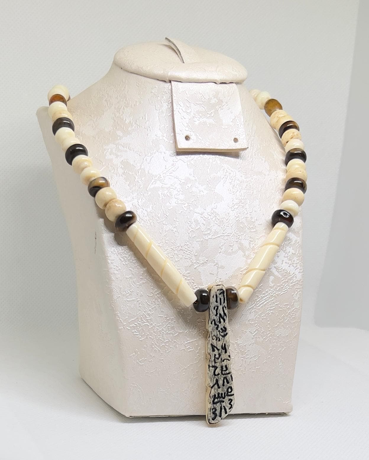 Antique African Bone Necklace: Wolf Fang Talisman, Tribal Jewelry