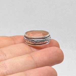 Vintage Handmade Berber Sterling Silver 925 Spinning, Spinner Silver Ring, Boho Meditation Band
