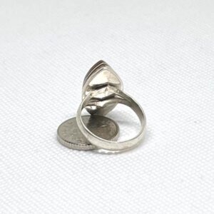 Handmade Amazigh Vintage Sterling Silver Tuareg Ring: Ebony Inlay, Size 7 US, 56 EU