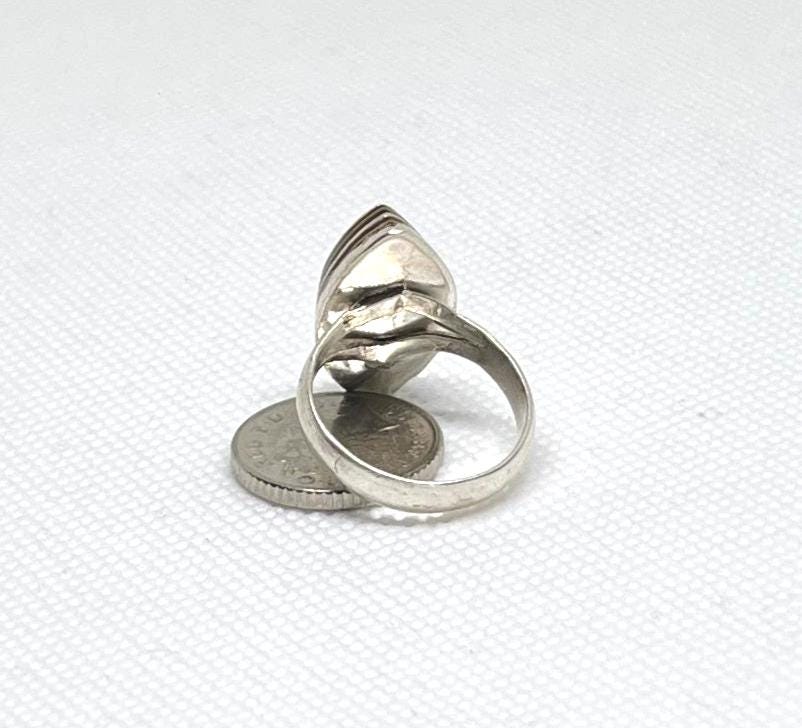 Handmade Amazigh Vintage Sterling Silver Tuareg Ring: Ebony Inlay, Size 7 US, 56 EU