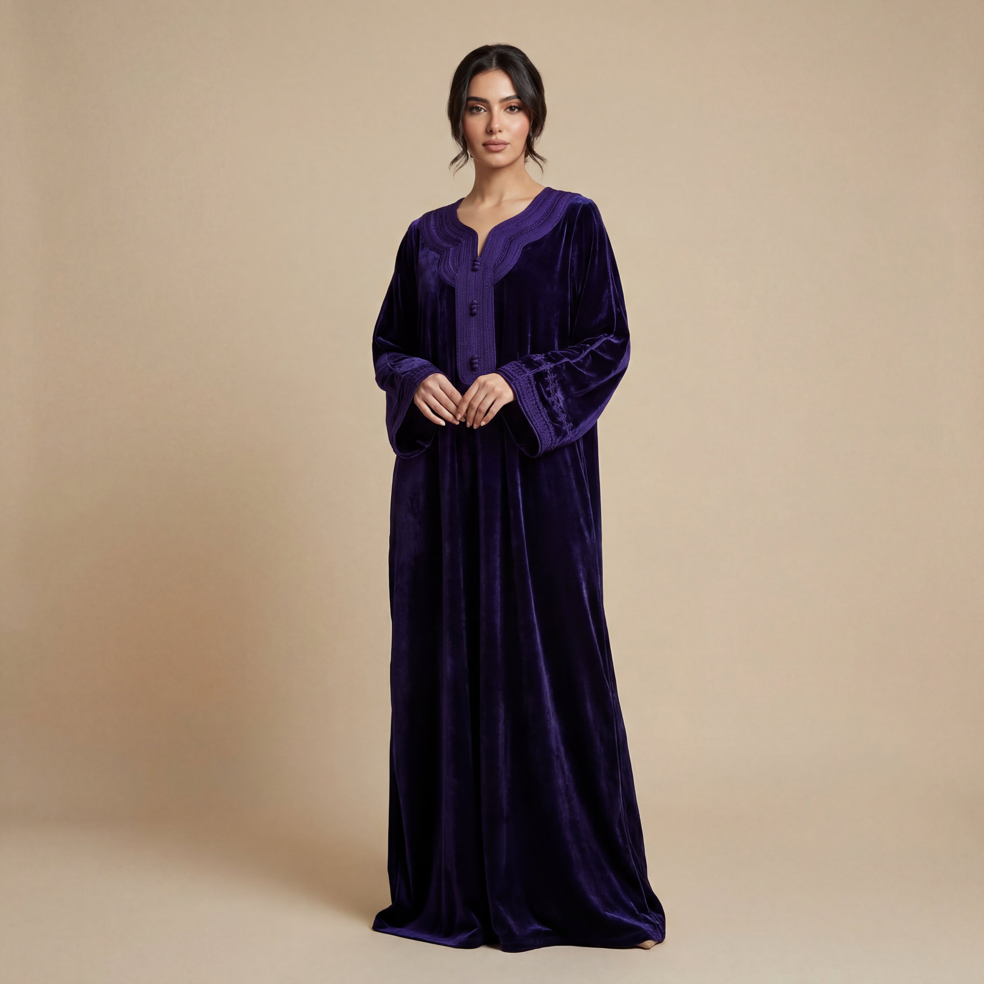 Plum Velvet Kaftan - Amazigh Occasion Wear