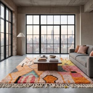 Berber Boujaad Rug Peach Pink Abstract