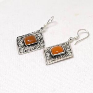 Tuareg Berber Amber Earrings: Sterling Silver African Tribal Jewelry