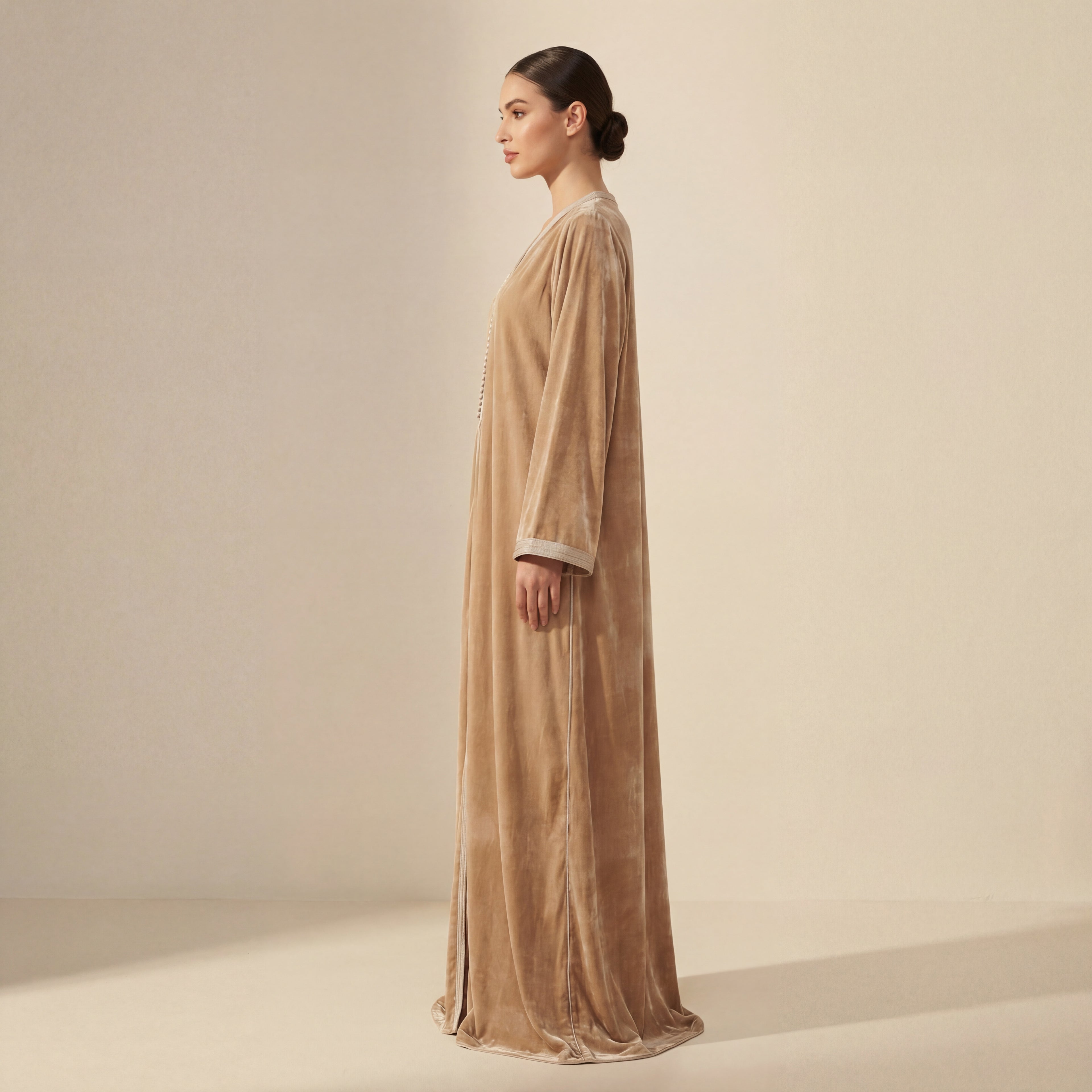 Sfifa Kaftan - Velvet Beige Occasion Wear