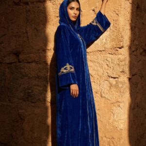 Amazigh Djellaba - Blue Velvet Traditional Occasion Wear