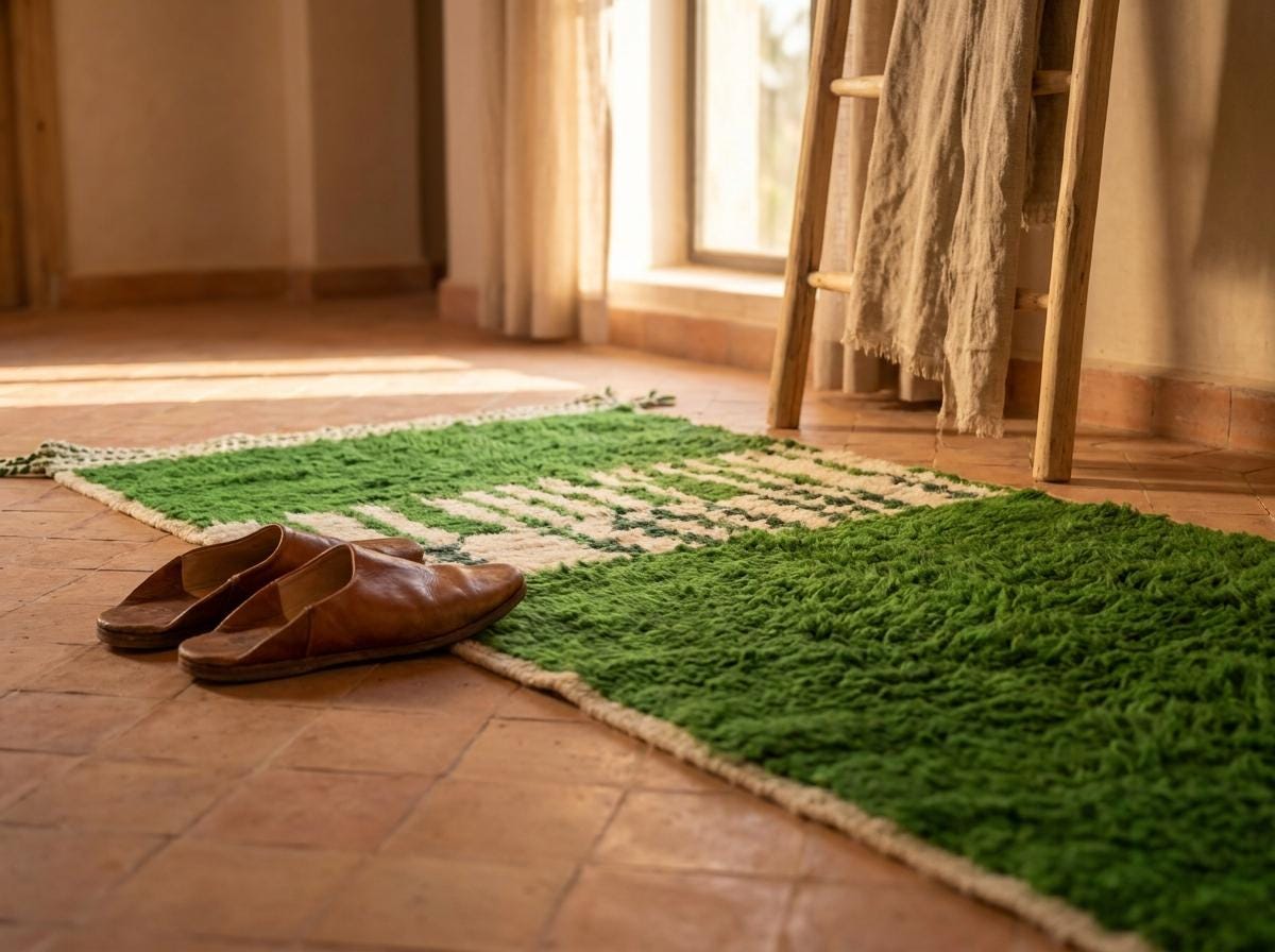 Berber Green Hallway Rug