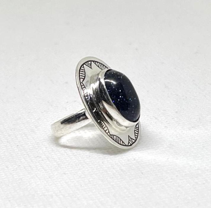 Handmade Sterling Silver Onyx Ring: Tuareg Berber Jewelry, Size 6.5
