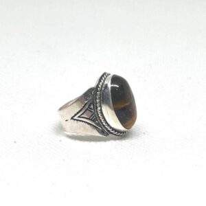 Handmade Sterling Silver Tiger's Eye Ring: Berber Tribal Jewelry, Size 8