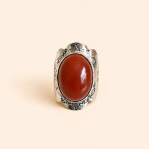 Amazigh Berber Silver Ring – Tameddit Onyx Shield Design