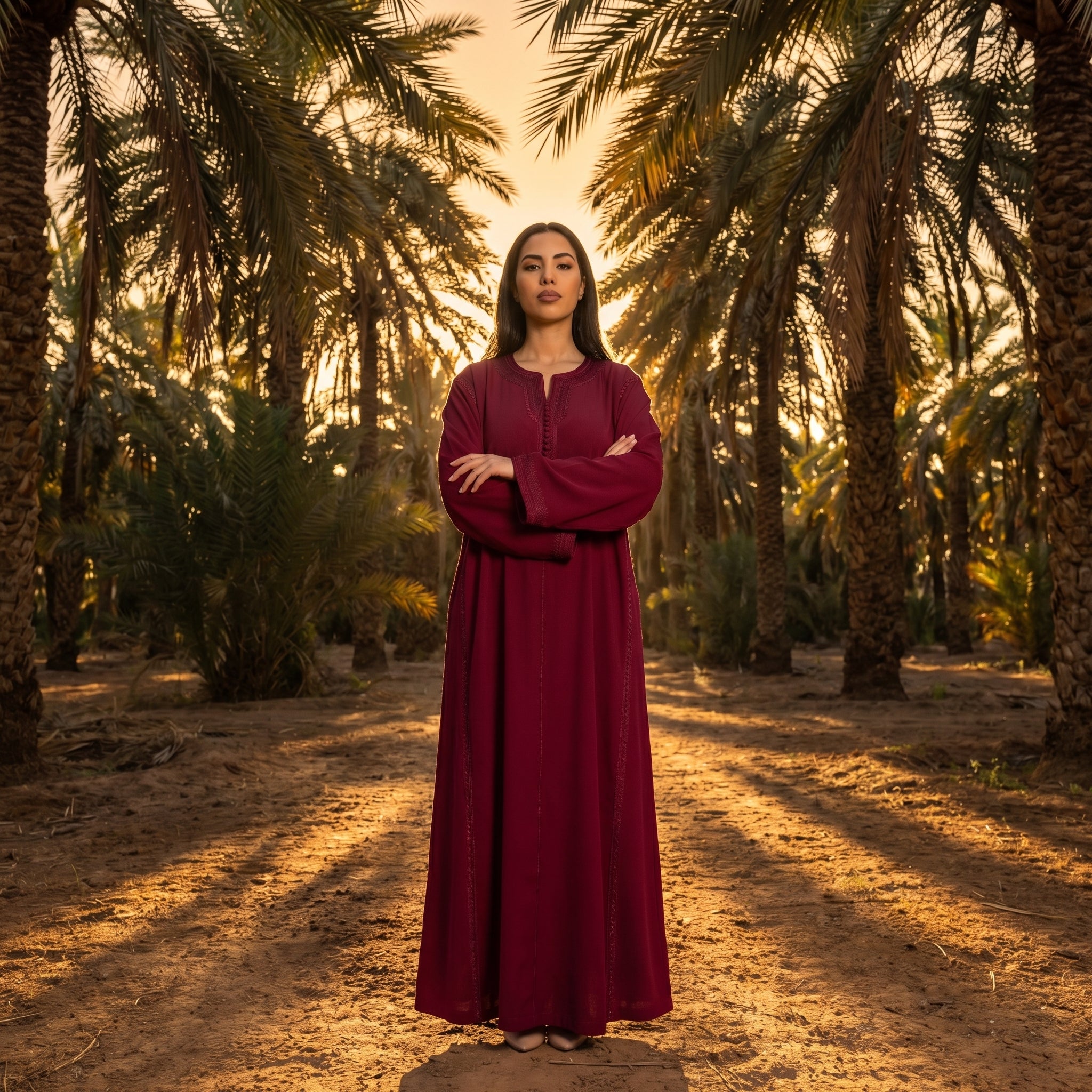 rouge Kaftan - Fluid Sfifa Embroidery Ceremony Style