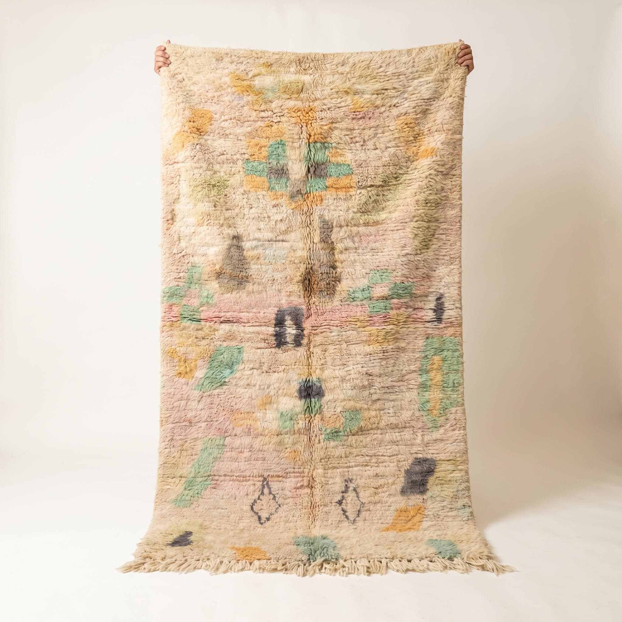 Azilal Rug - Handmade Wool Rug - Pastel Abstract Berber Carpet - 8x5 Boho Area Rug - One of a Kind Rug