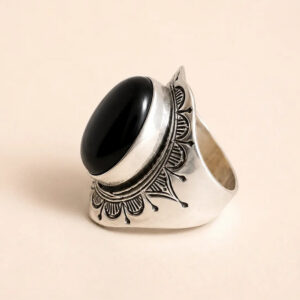 Amazigh Silver Ring – Tallast Black Onyx Tribal Design