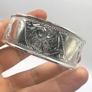 Cuff Silver Bracelet Handmade Berber Tribal Bangle Ethnic African Tuareg Engraved Simple Sterling