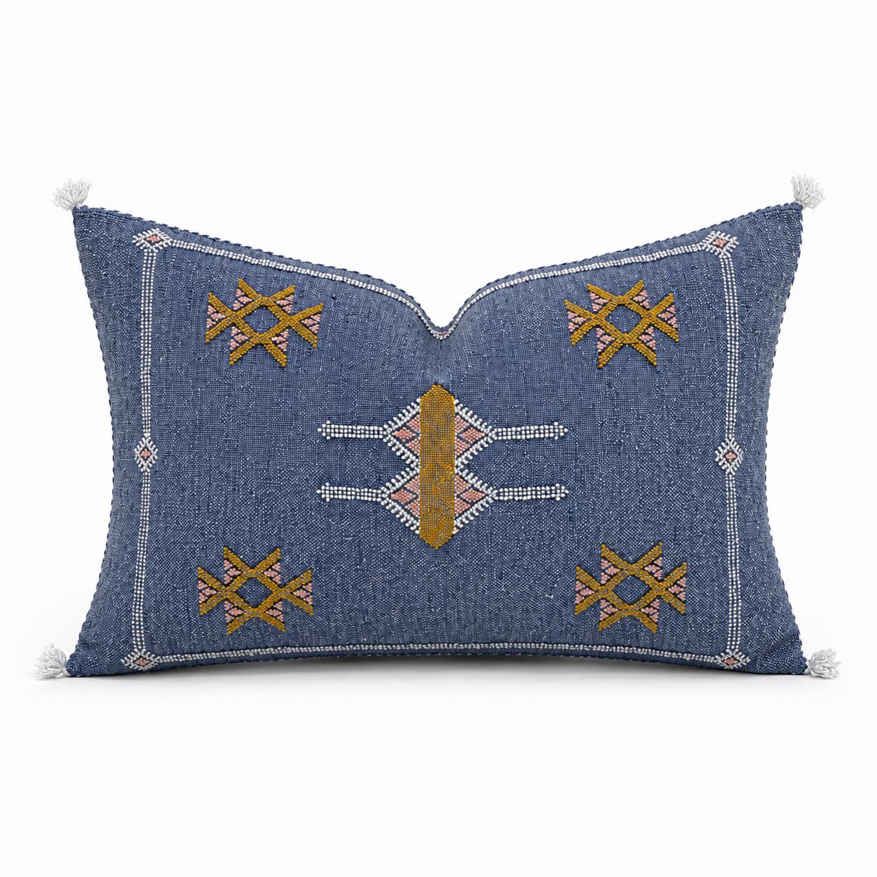 Amazigh Cactus Silk Cover 12x20 Handmade Lumbar Pillow